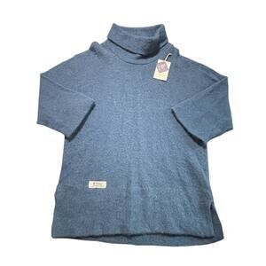 NWT M Design Sweater Womens XL Teal Icelandic Wool Pure Sheep Wool Knit Oversize